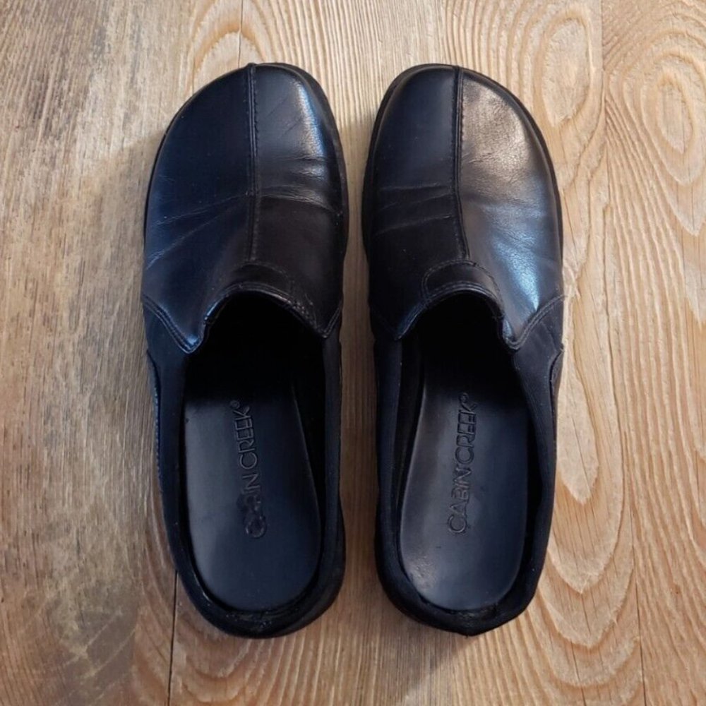 CABIN CREEK black slide mules open back comfort shoes sz 6.5 M woman's
